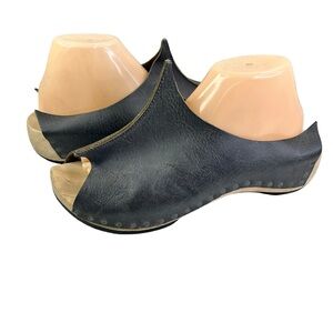 Trippen Palace grey leather size 42 Gr 10 US Womens Wooden Clog